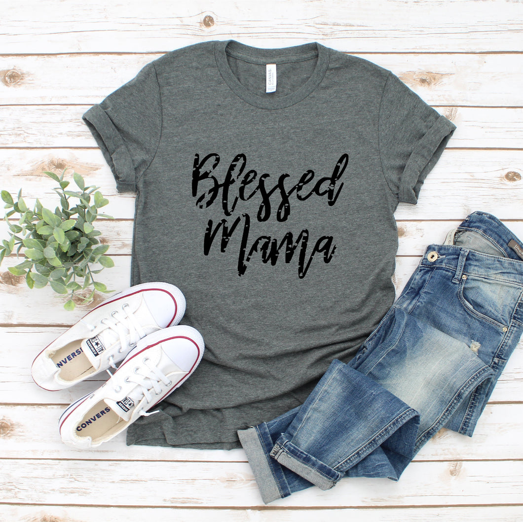 Bless Mama Distressed Short Sleeve Shirt