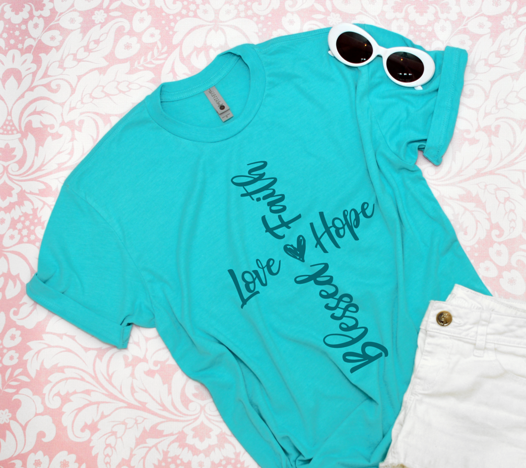 FAITH HOPE LOVE BLESSED SHORT SLEEVE SHIRT